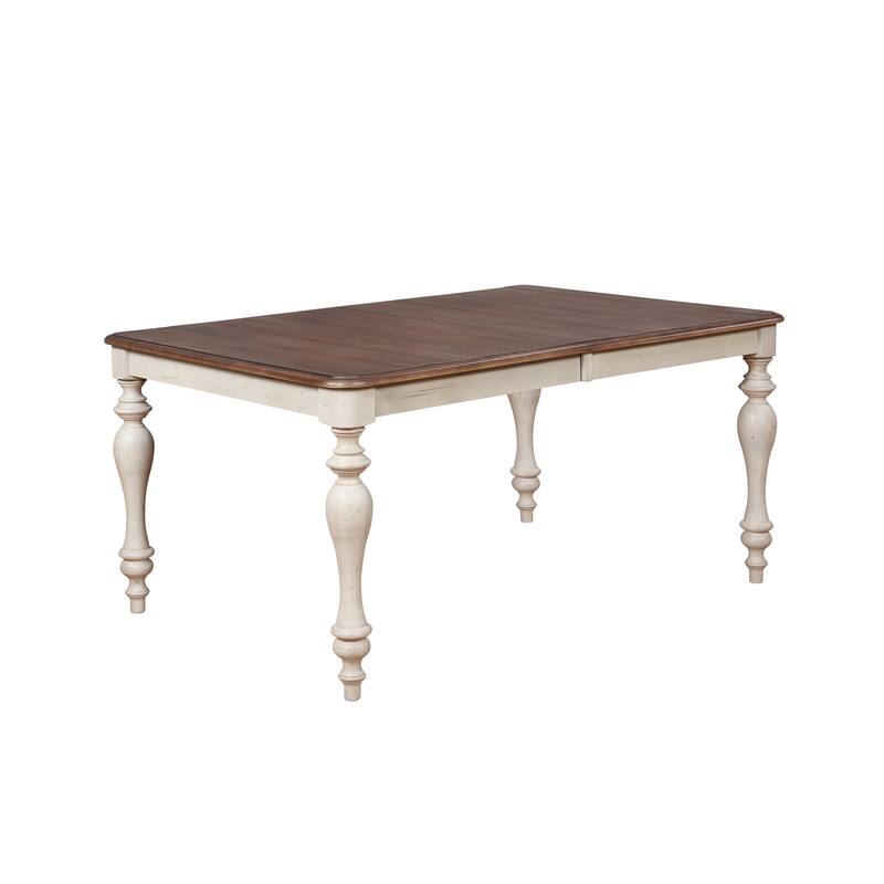 Roundhill Furniture Arch Weathered Oak Dining Set: Table with Extension Leaf, Six Chairs