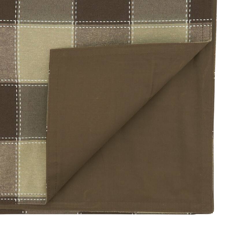 Stitched Design Plaid Table Runner
