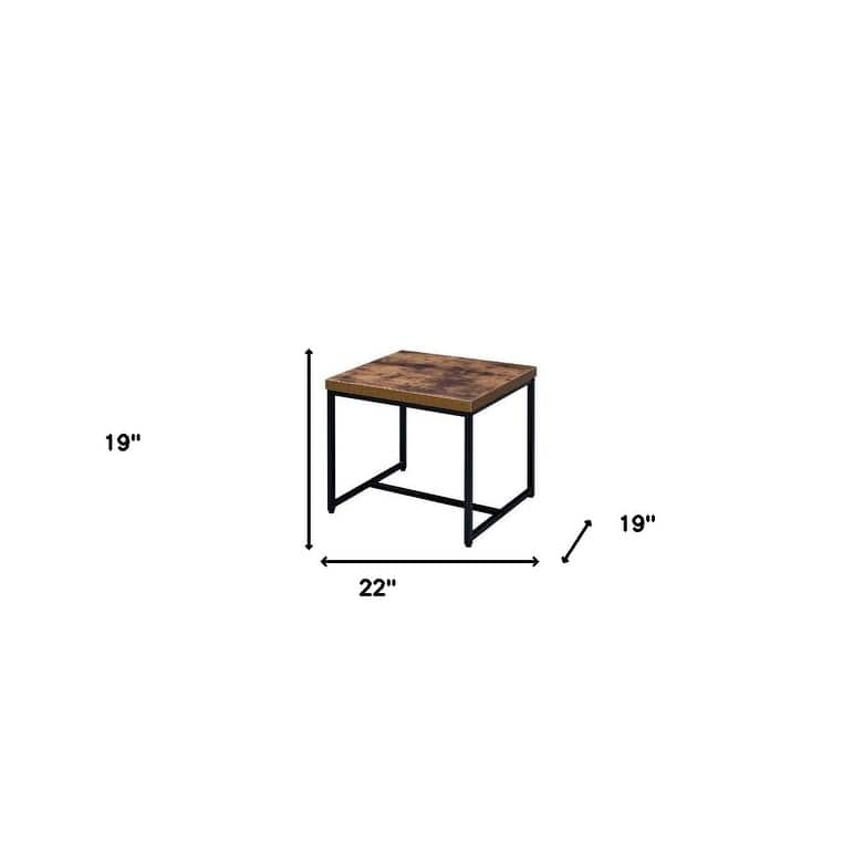 HomeRoots 19" Black And Brown Oak Manufactured Wood And Metal End Table - 22' X '19' X '19