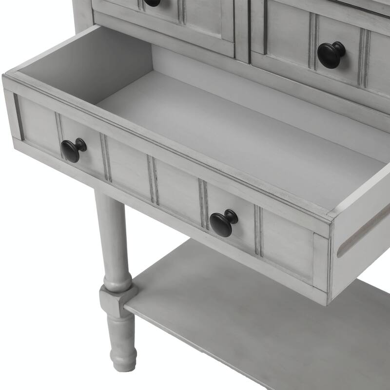 Narrow Console Table with 3 Drawers and Bottom Shelf