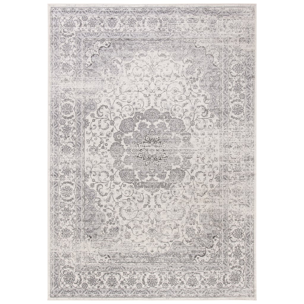 SAFAVIEH Atlas Made Vintage Oriental Viscose Rug - Ivory/Grey - 5' 3" x 7' 7"