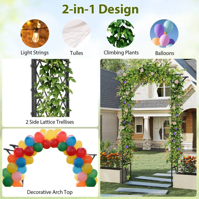 Costway 83” Garden Arch Trellis for Climbing Plants with Upgraded - See Details
