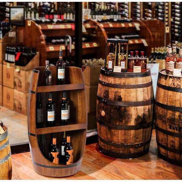 Wine barrel sales with shelves