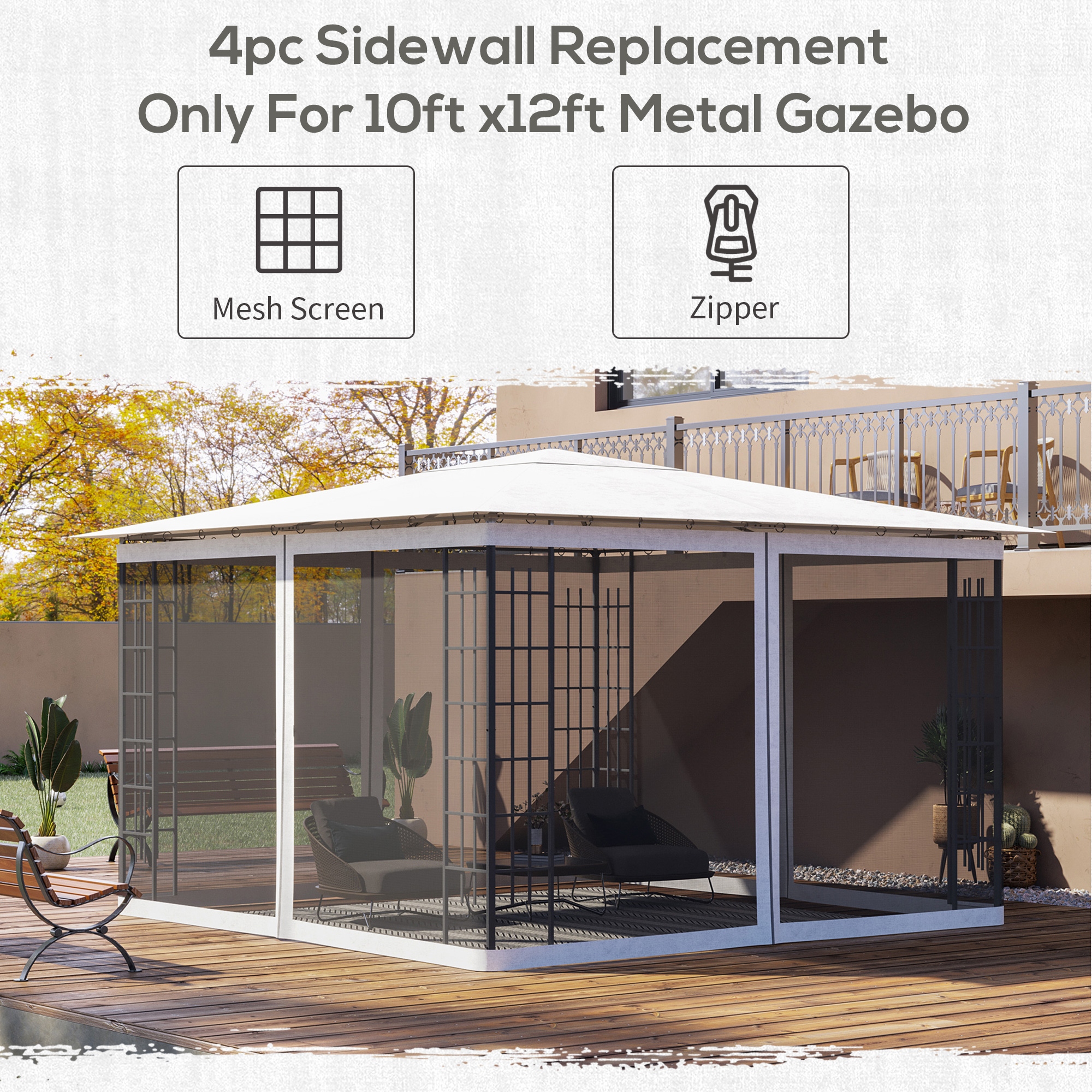 Outsunny Universal Replacement Mesh Sidewall Mosquito Netting