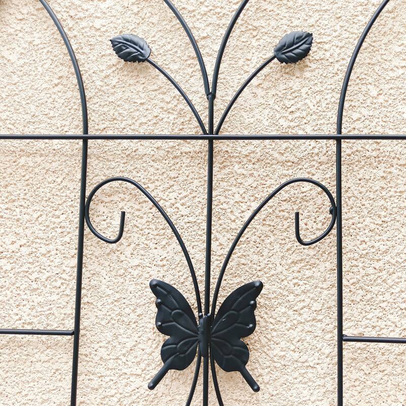 2 Pack Metal Garden Trellis Rustproof Trellis for Climbing Plants Outdoor Flower Support Dragonfly Deco Black