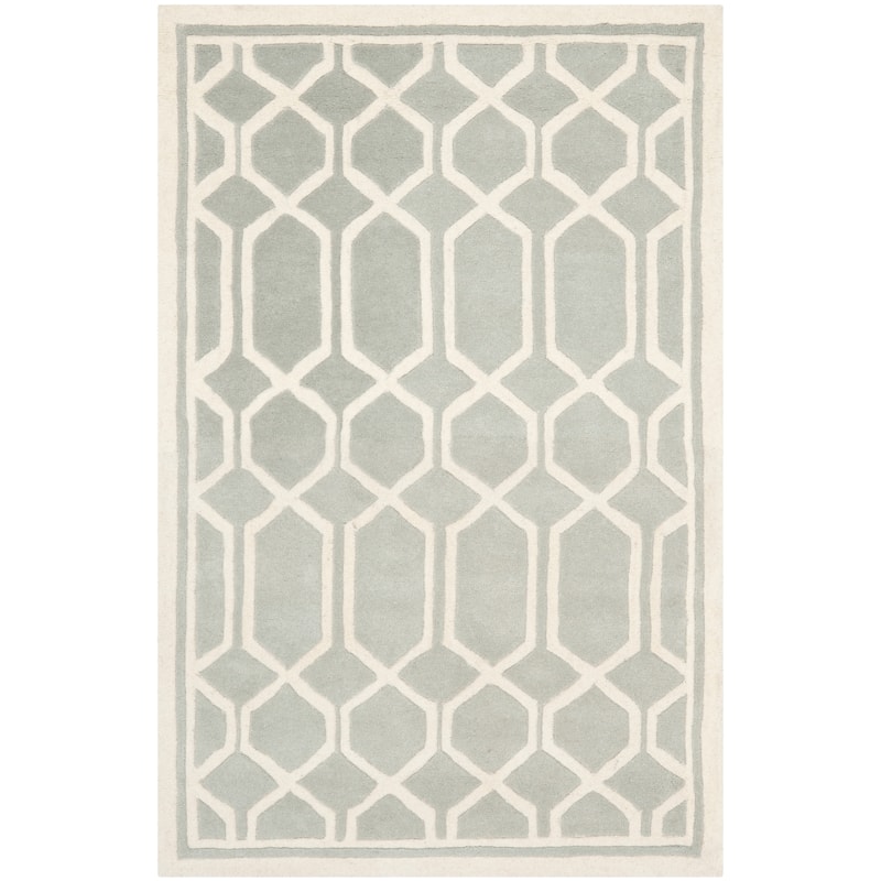 SAFAVIEH Handmade Chatham Pareshka Modern Moroccan Wool Rug - 4' x 6' - Grey/Ivory