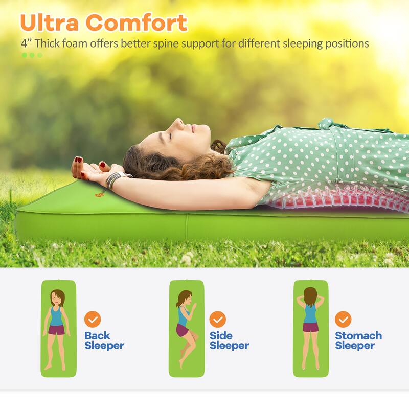 Goplus Folding Sleeping Pad, Self Inflating Camping Mattress with
