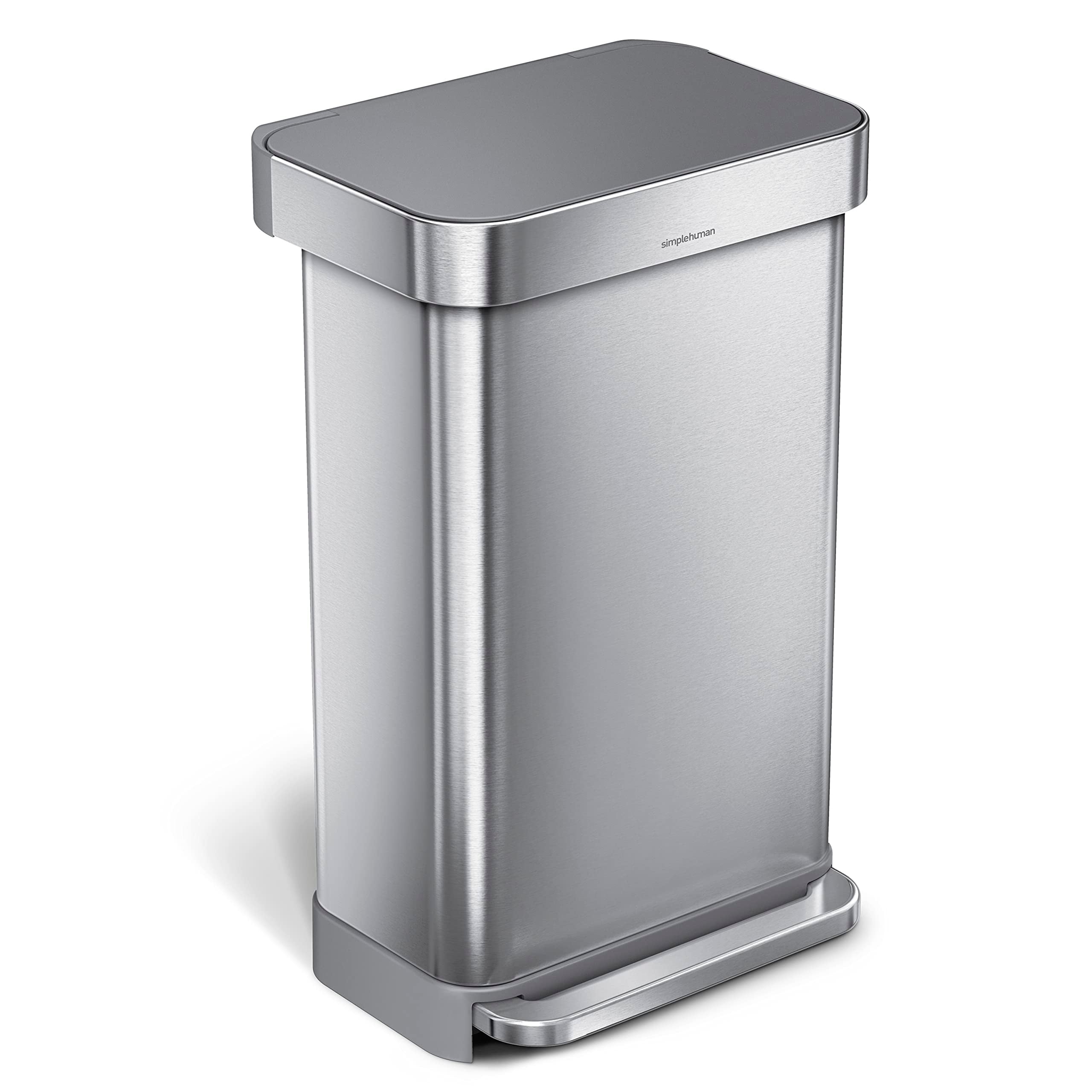 Songmics Trash Can, 12-gallon Pedal Garbage Can, Stainless Steel