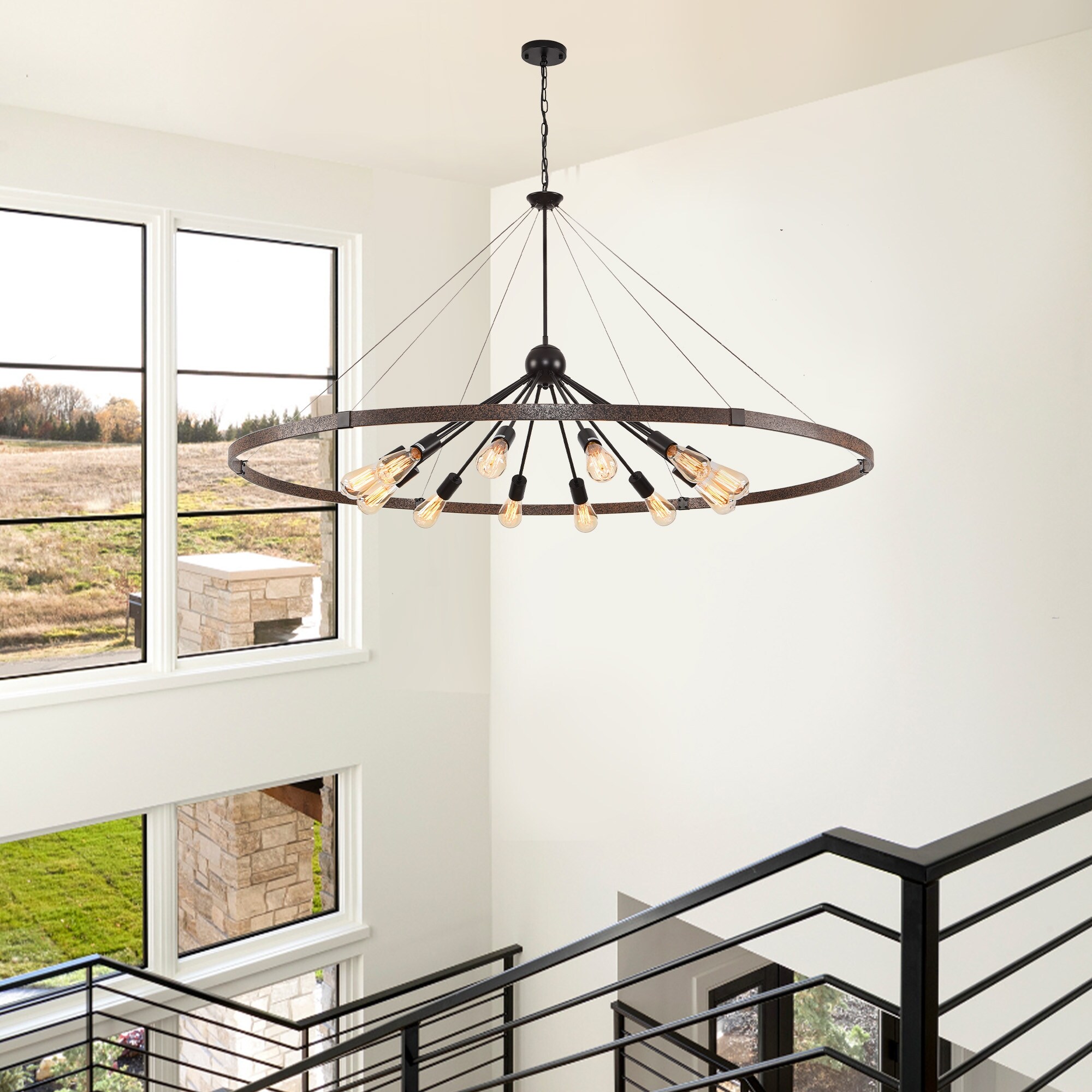 Farmhouse wagon hot sale wheel chandelier