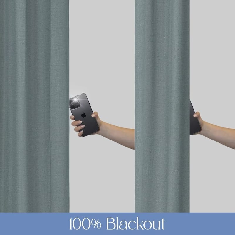 Linen Slub Blackout Grommet Curtain Pair(2 Panels)