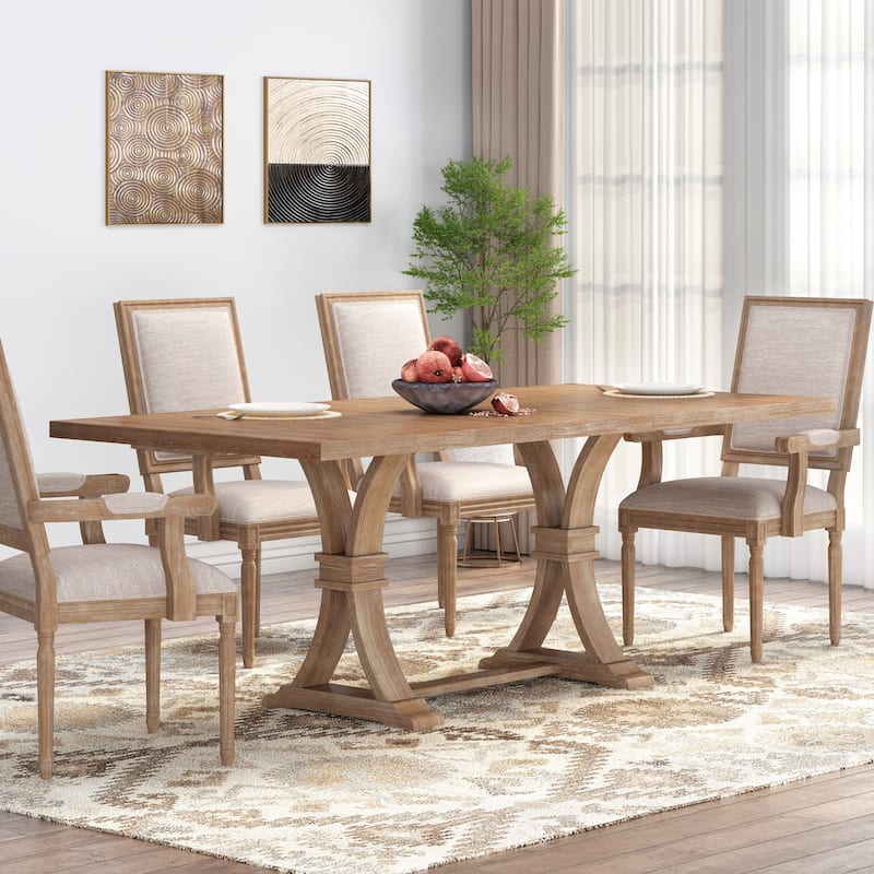 Christopher Knight Home - Rustic Extendable Dining Table with Rubberwood X-Frame Base and Extension Leaf