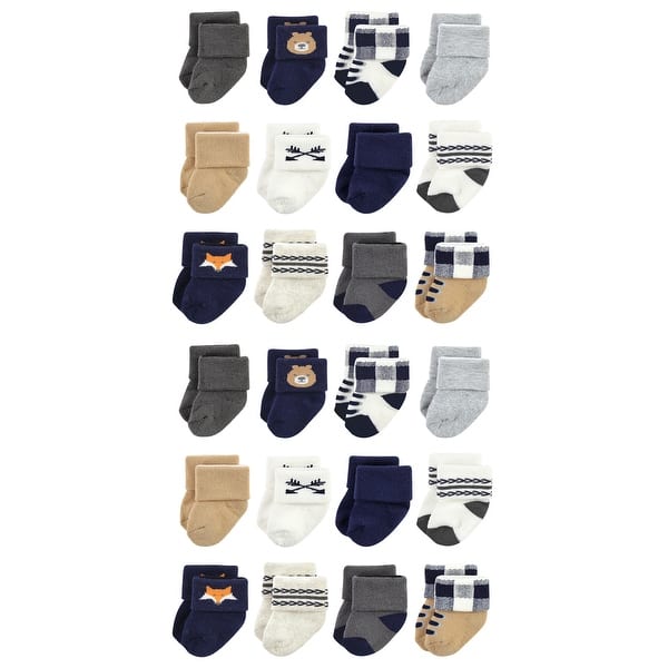 slide 1 of 1, Hudson Baby Cotton Rich Baby Terry Socks 24-Pack, Blue Forest 0-6 Months - Blue Forest
