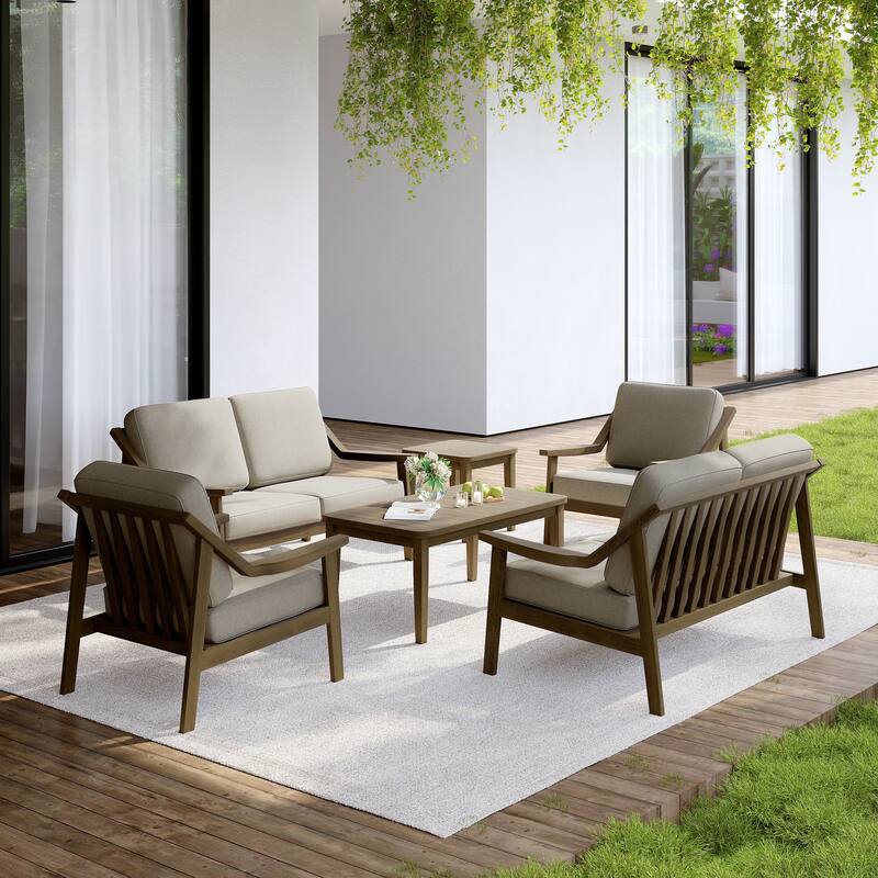 Outdoor Conversation 6 Seater Patio Chat Set with Cushions and Table