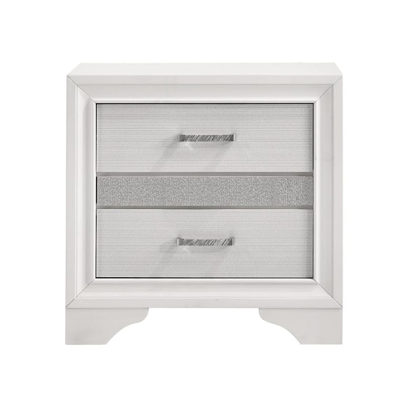 2 Drawers Nighstand with 1 Jewelry Tray - White