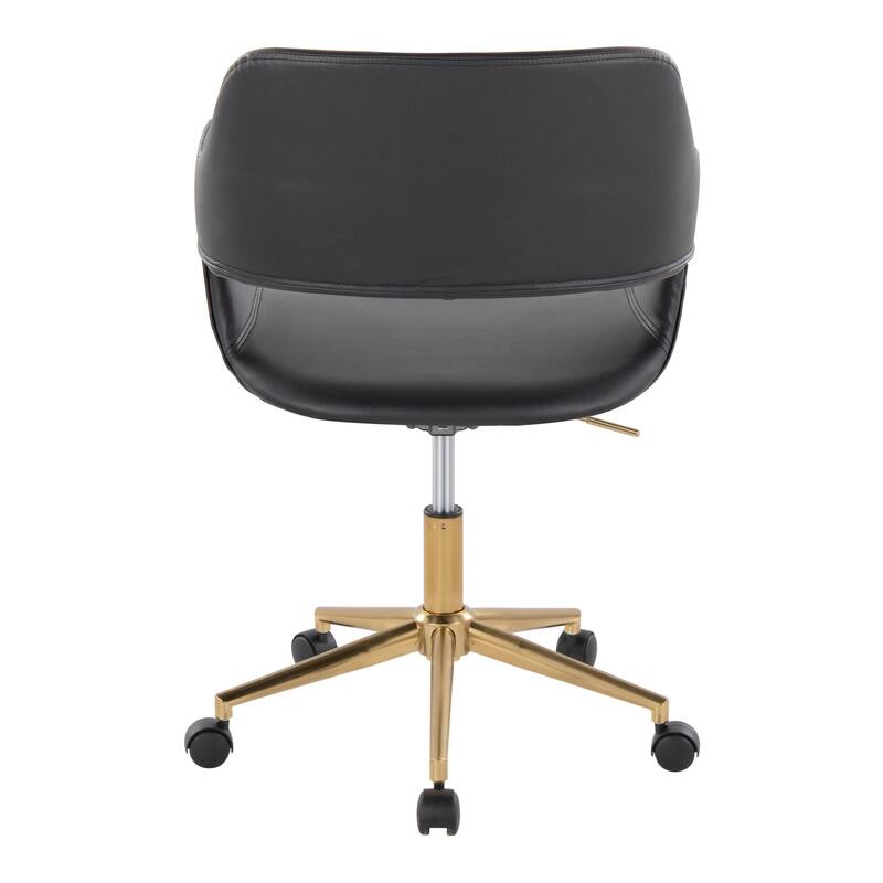 Mid-Century Modern Office Chair in Gold Metal & Cream Velvet, Adjustable Height, 360° Swivel