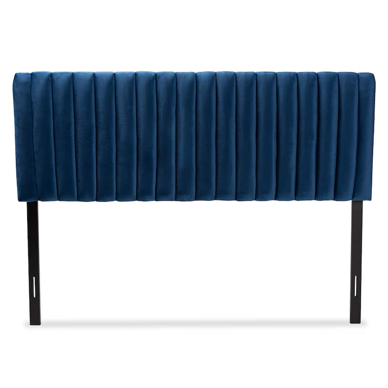 Emile Contemporary Channel-tufed Upholstered Queen Headboard-Navy Blue