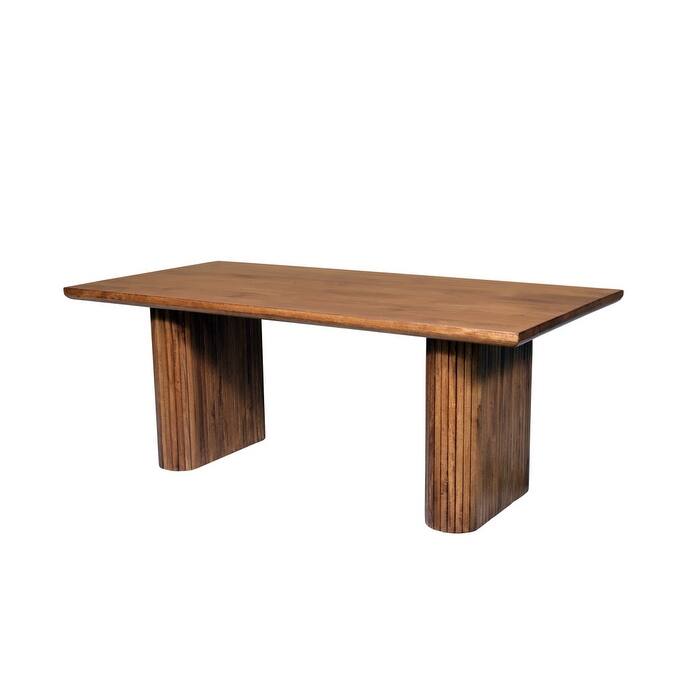 HomeRoots 82" Brown Wood Double Pedestal Base Dining Table - 82.00 in. x 30.00 in. x 38.00 in.