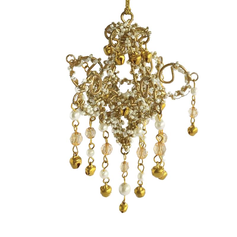 Handmade Metal, Glass, and Acrylic Beaded Chandelier Ornament