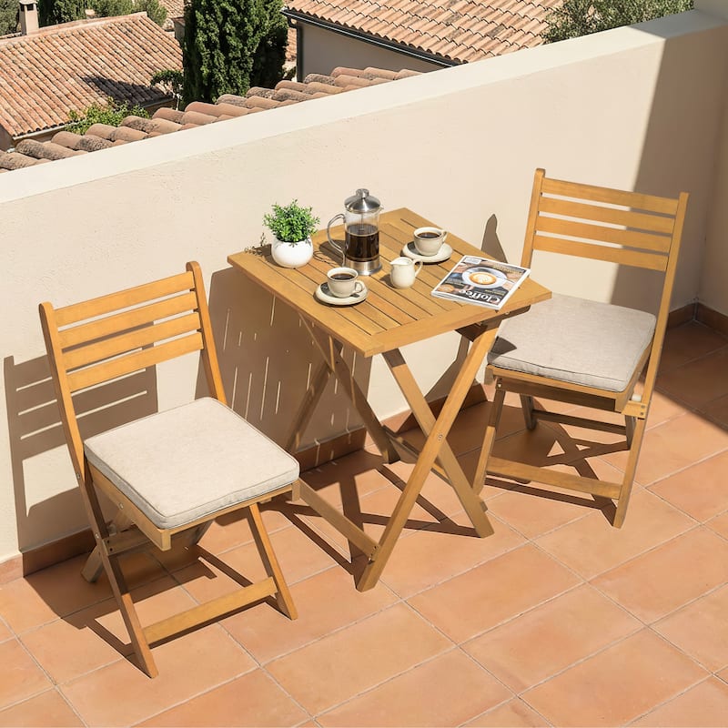 3PCS Patio Bistro Set with Foldable Design