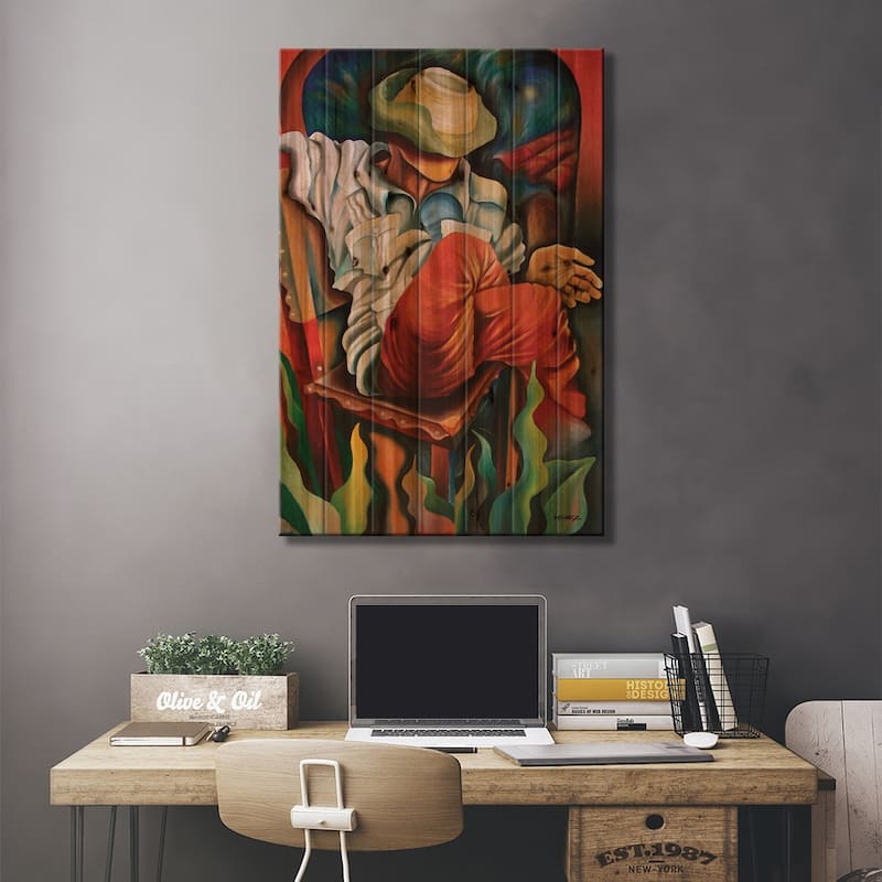 Waiting For Better Times Print On Wood by Dixie Miguez - Multi-Color