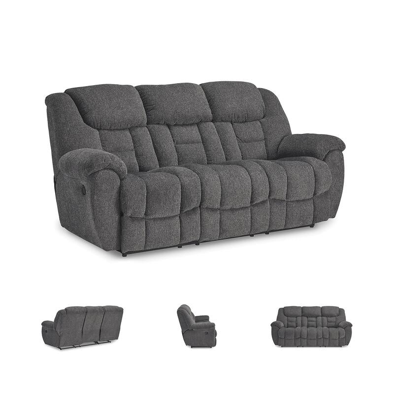 Signature Design by Ashley Foreside Gray Reclining Sofa - 87" W x 43" D x 44" H