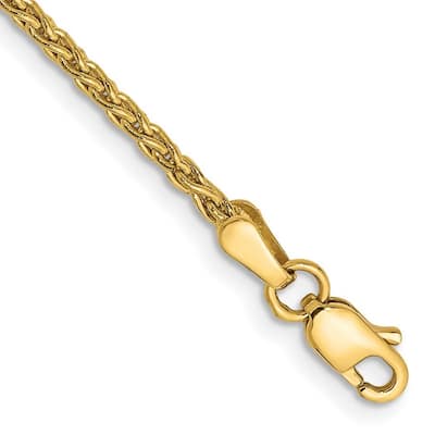 Curata 10k Yellow Gold 1.9mm Parisian Wheat Chain Bracelet