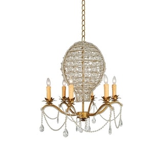 Transitional 6-Light Gold Chandelier With Clear Crystals - N/A - Bed ...