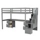 preview thumbnail 29 of 32, Twin Size Loft Bed Frame with Built-in Desk and Double Storage Drawers