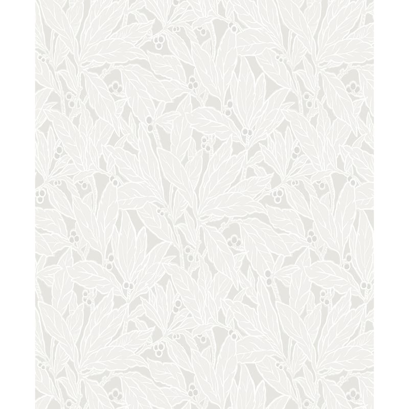 Seabrook Designs Leaf and Berry Nonwoven Unpasted Wallpaper - 20.9 in. W x 33 ft. L - Dove & Metallic Pearl