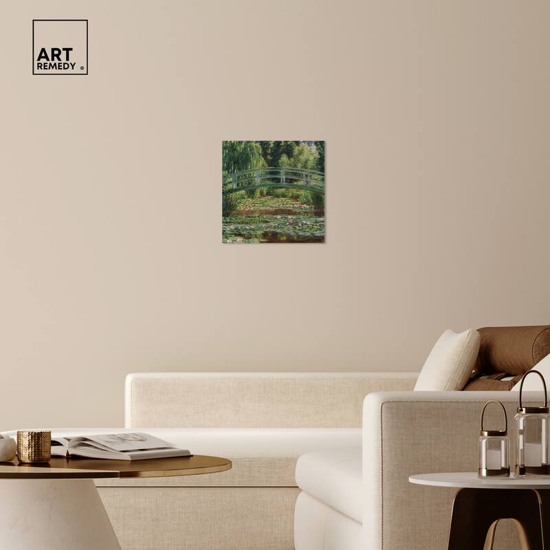 Art Remedy Monet - The Japanese Footbridge And The Water Lily Pool Giverny Gallery Wrapped 1 Piece Canvas Wall Art