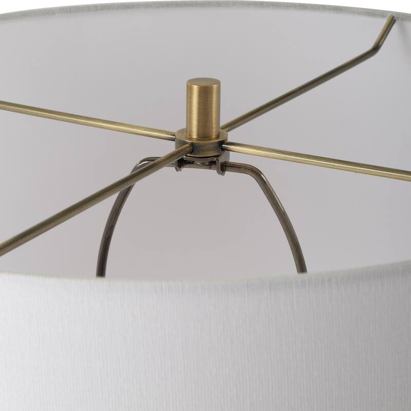 Ceramic Base Floor Lamp with Drum Shade - 65.5" - Brass Plated Finish