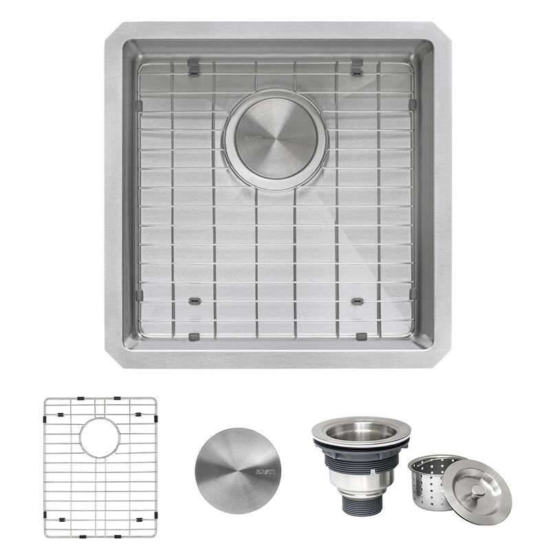 Ruvati 18 inch Undermount Bar Prep 16 Gauge Kitchen Sink Round Corners Stainless Steel Single Bowl - 18 x 18 - 18 x 18