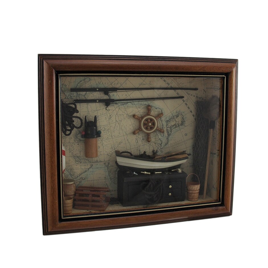 Shop World Map Nautical Decor In Wood Shadow Box Wall Display