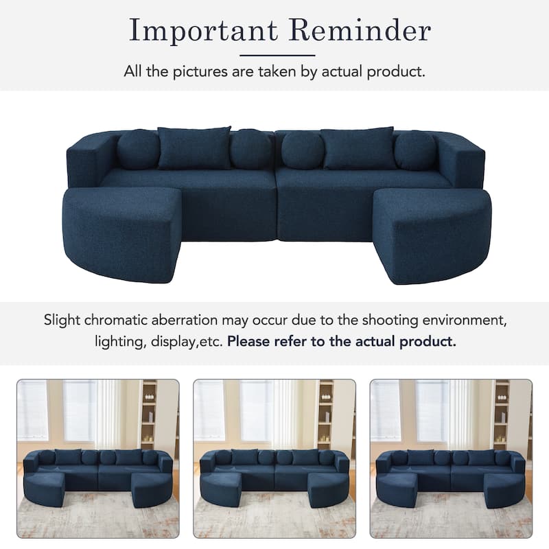 Anmytek Modular Sectional Sofa Bed 114.9" Free Combined Deep Seating Curved Design