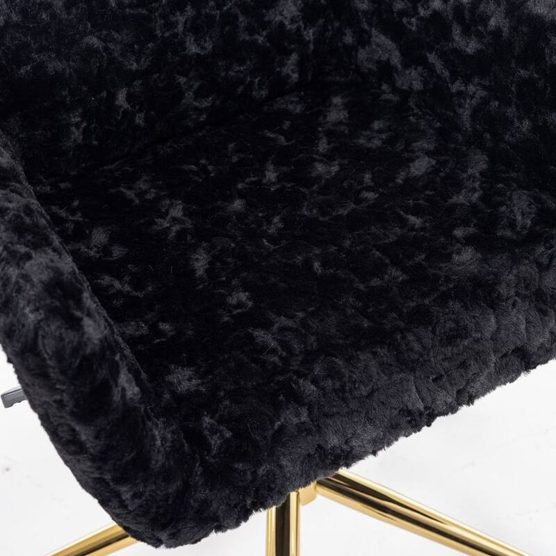 Modern Artificial Rabbit Hair Height Adjustable 360 Swivel Task Chair with Metal Base
