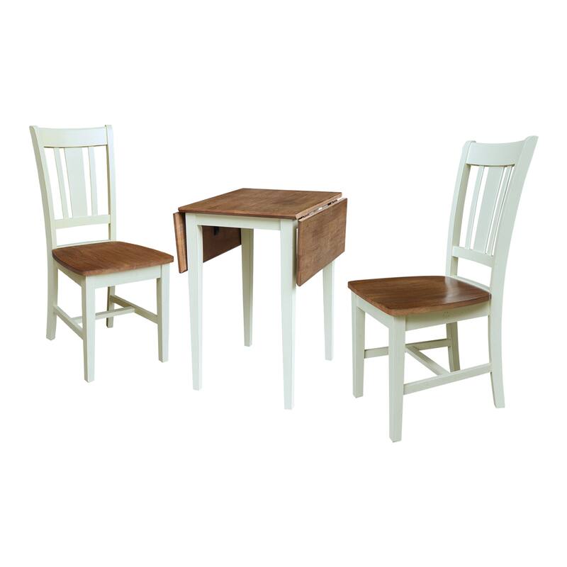 Small Drop Leaf Dining Table with 2 Chairs - 3 Piece Set
