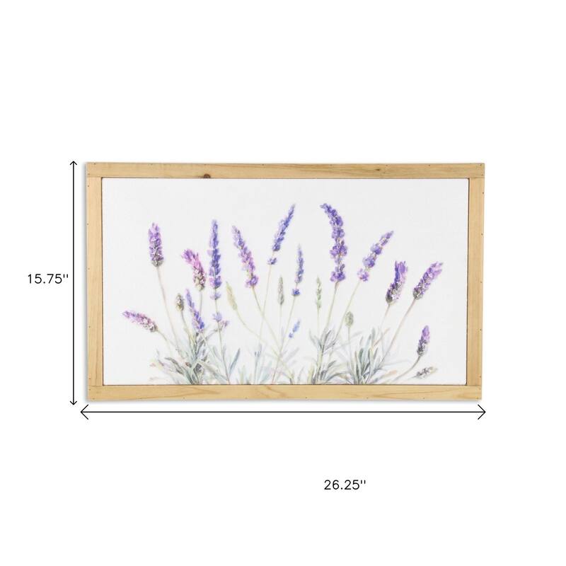 HomeRoots 16" X 26" Natural White And Lavender Floral Wood Framed Art