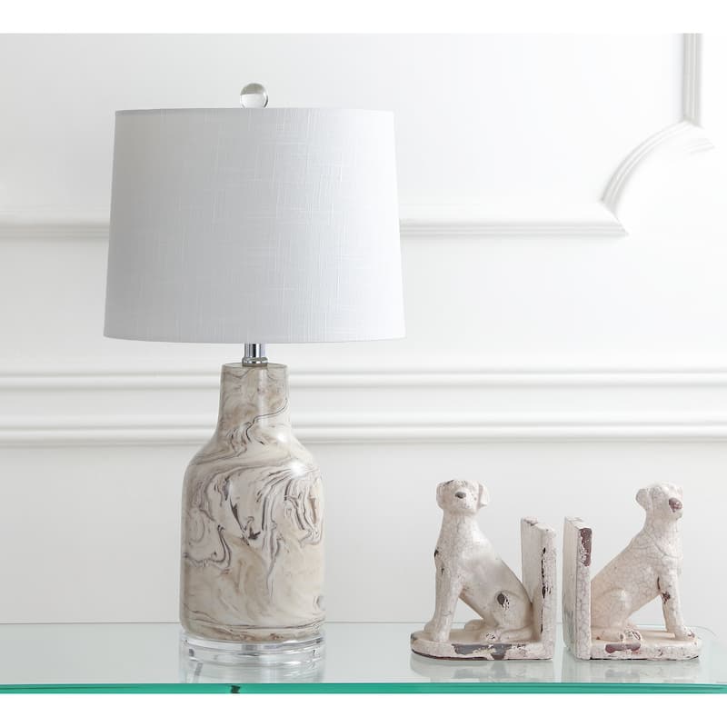 Penelope 23" Ceramic LED Table Lamp, Gray/White by JONATHAN Y