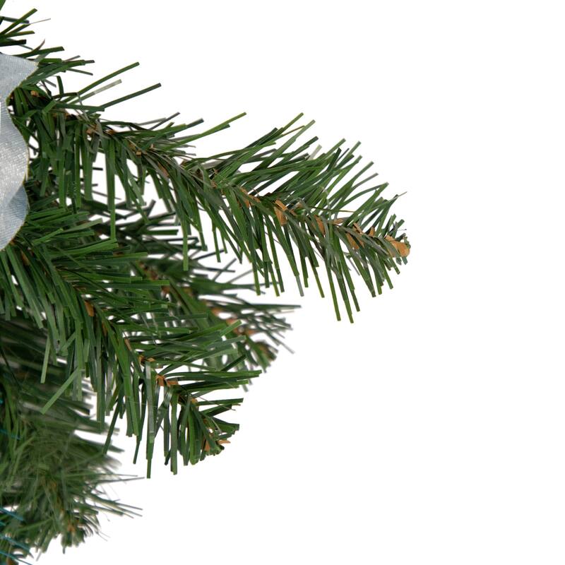 22" Peacock Feather Poinsettia Artificial Christmas Teardrop Swag