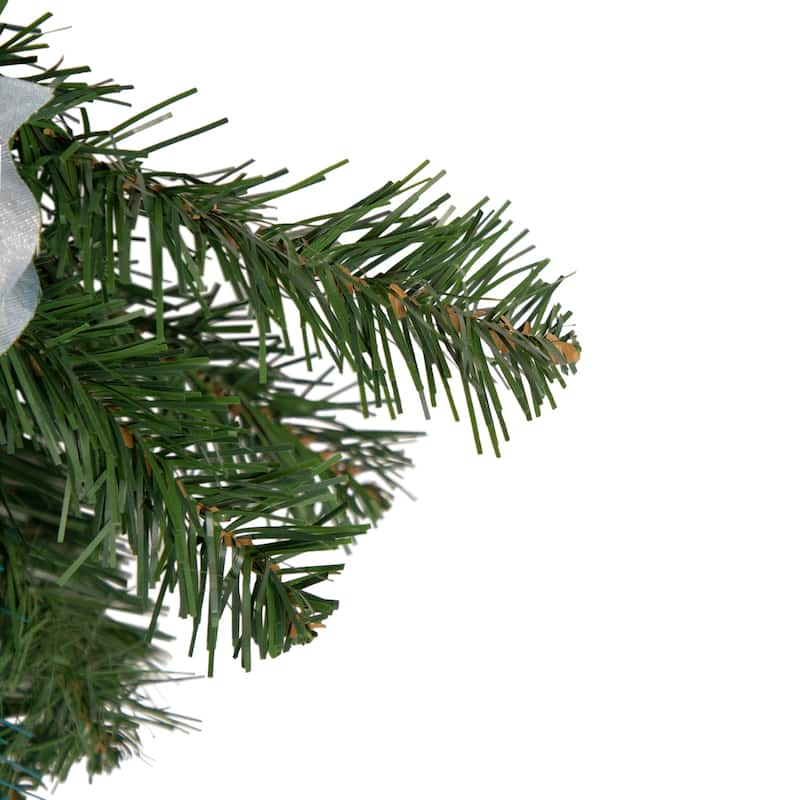 22" Peacock Feather and Poinsettia Artificial Christmas Teardrop Swag Unlit