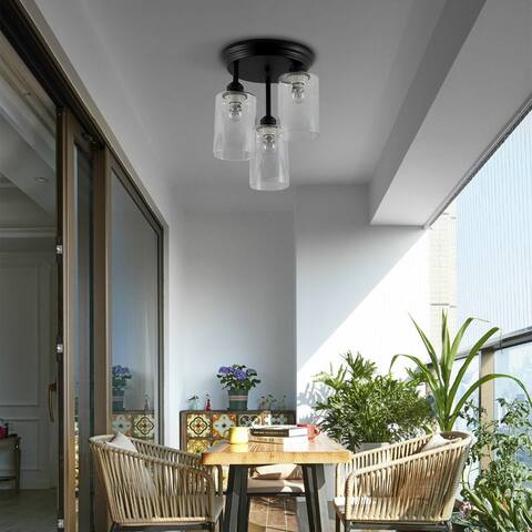 3 Light Black Hanging Light Home Lighting Fixture - 11.8Wx13.7H inches