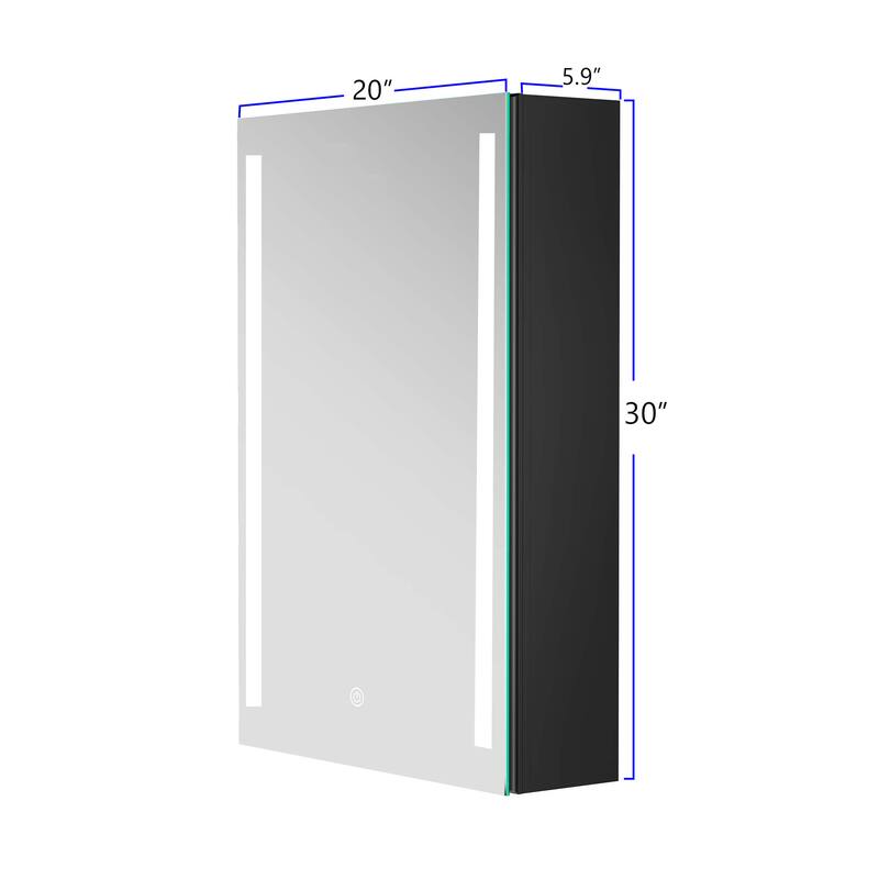 20"×30" LED Lighted Bathroom Medicine Cabinet with Mirror, Wall Cabinet, Defog, Stepless Dimming