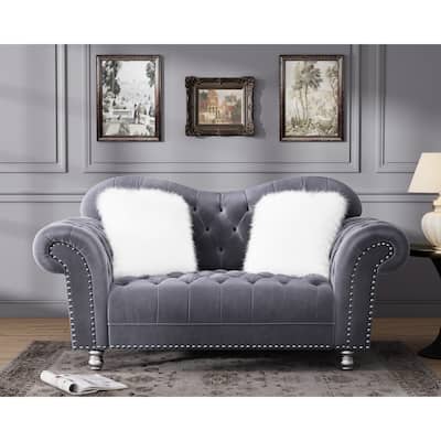 Luxury Classic America Chesterfield Tufted Camel Back Loveseat