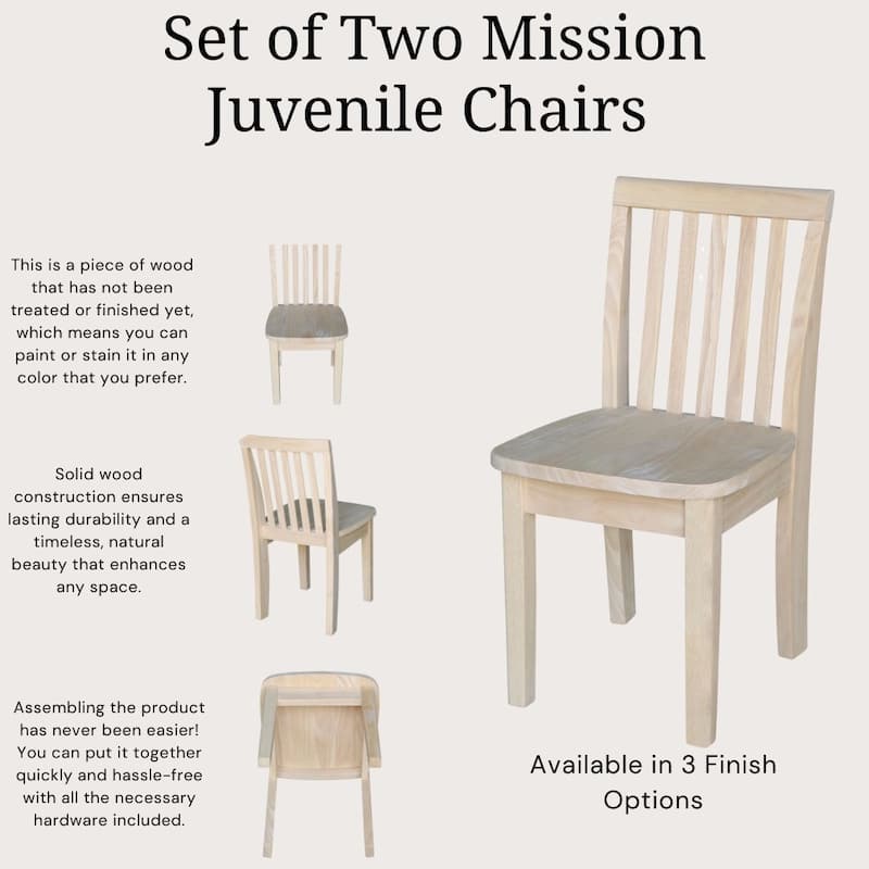 International Concepts Solid Wood Mission Juvenile Chairs - Set of 2