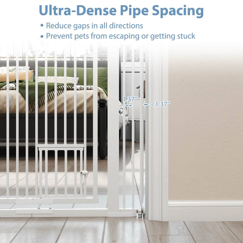 Costway 59"/67.5" Extra Tall Pet Gate with 30.5”-41” Width & 2 - White