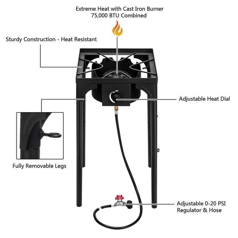 Outdoor Burner Gas Stove Cooker Portable Cast For Outdoor Patio Cooking