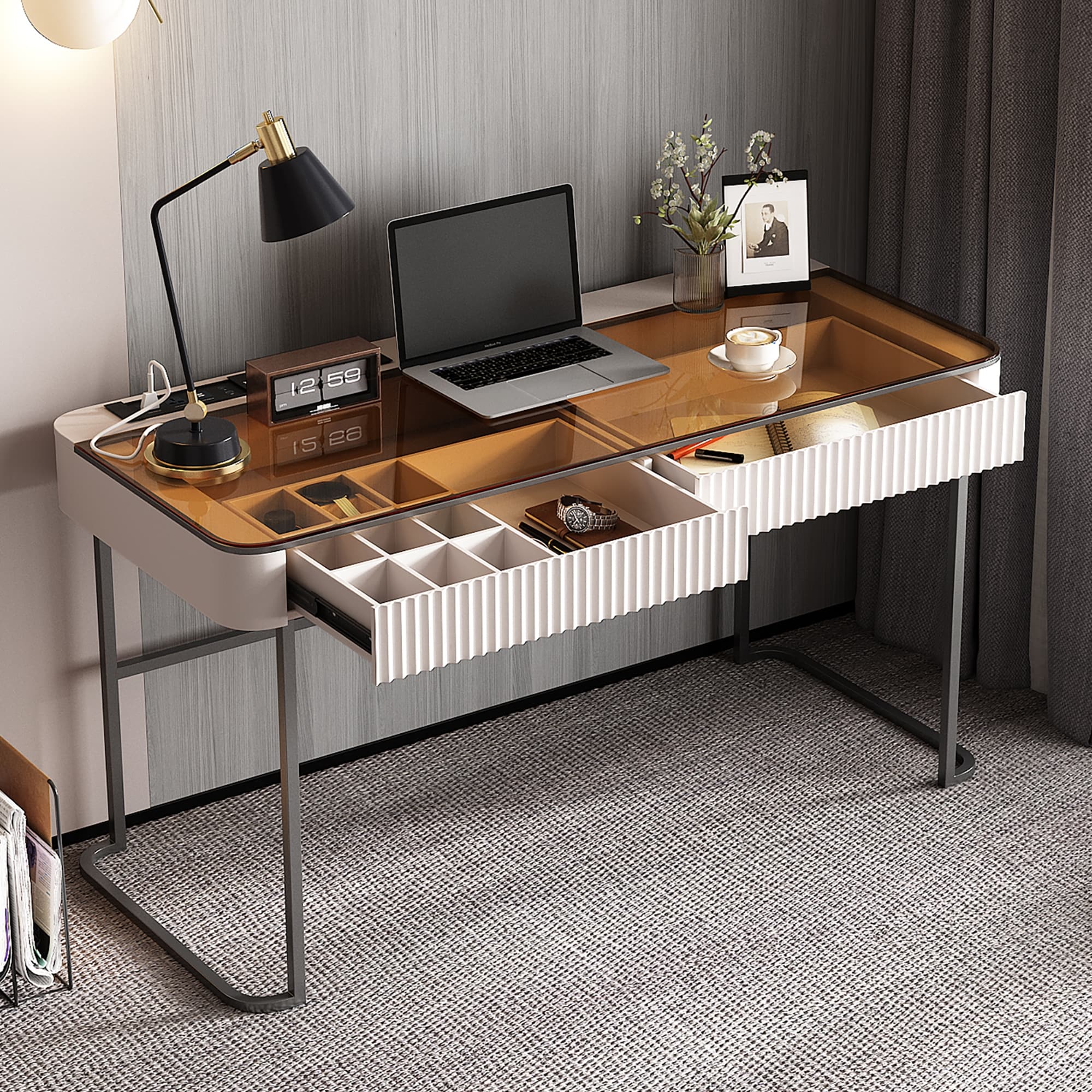 Home Office Desk, Computer Desk with USB Intelligent Socket (53IN)