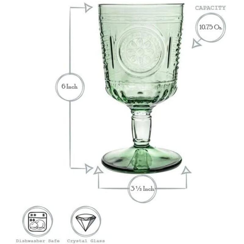 Bormioli Rocco Romantic 10.75oz All Purpose Stemware, Set of 4, Light Blue