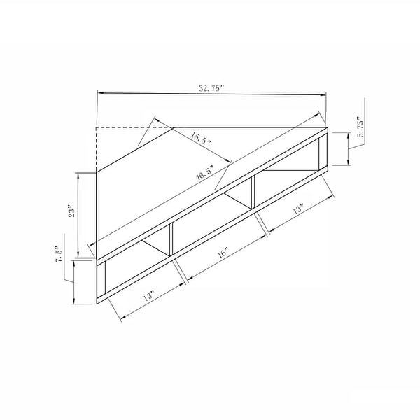 DH BASIC Transitional 46 inch 3 Shelf Corner Floating TV Stand by