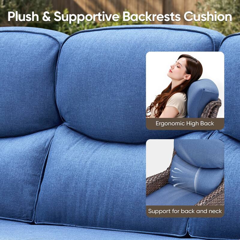 Pocassy Outdoor 2 Person Sofa Patio Loveseat with Comfy Cushions